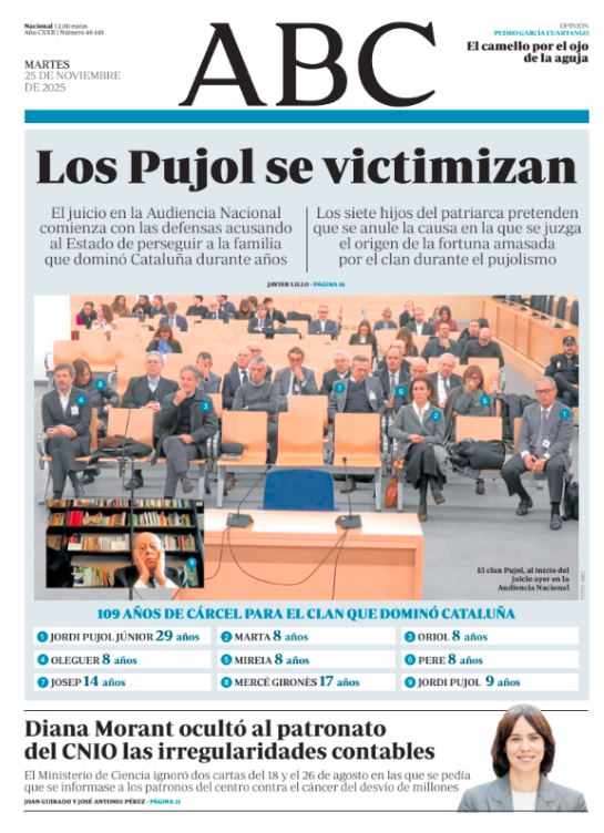 Portadas de la prensa internacional de este martes 25 de noviembre de 2025
