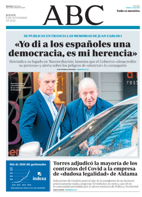 Portadas de la prensa internacional de este jueves 6 de noviembre de 2025