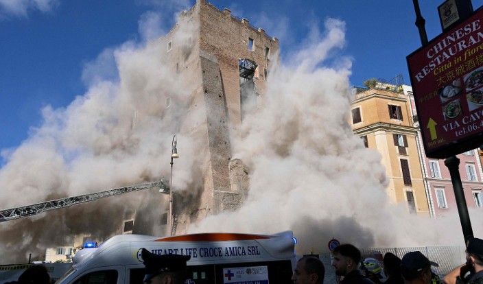 Muere el trabajador que quedó atrapado tras el derrumbe de una torre medieval en Roma