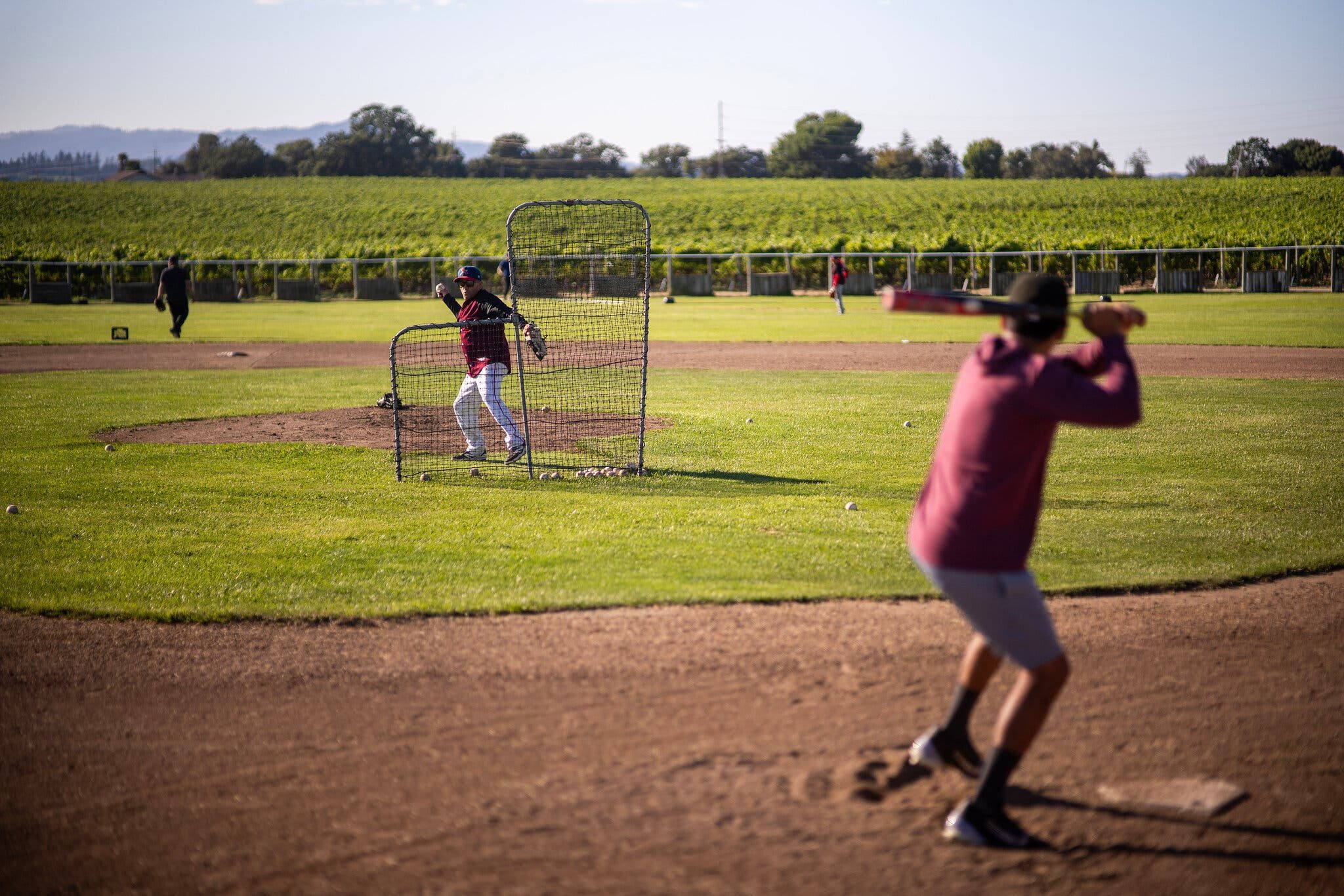 Un campo de béisbol en medio de un viñedo en California alivia los miedos migratorios