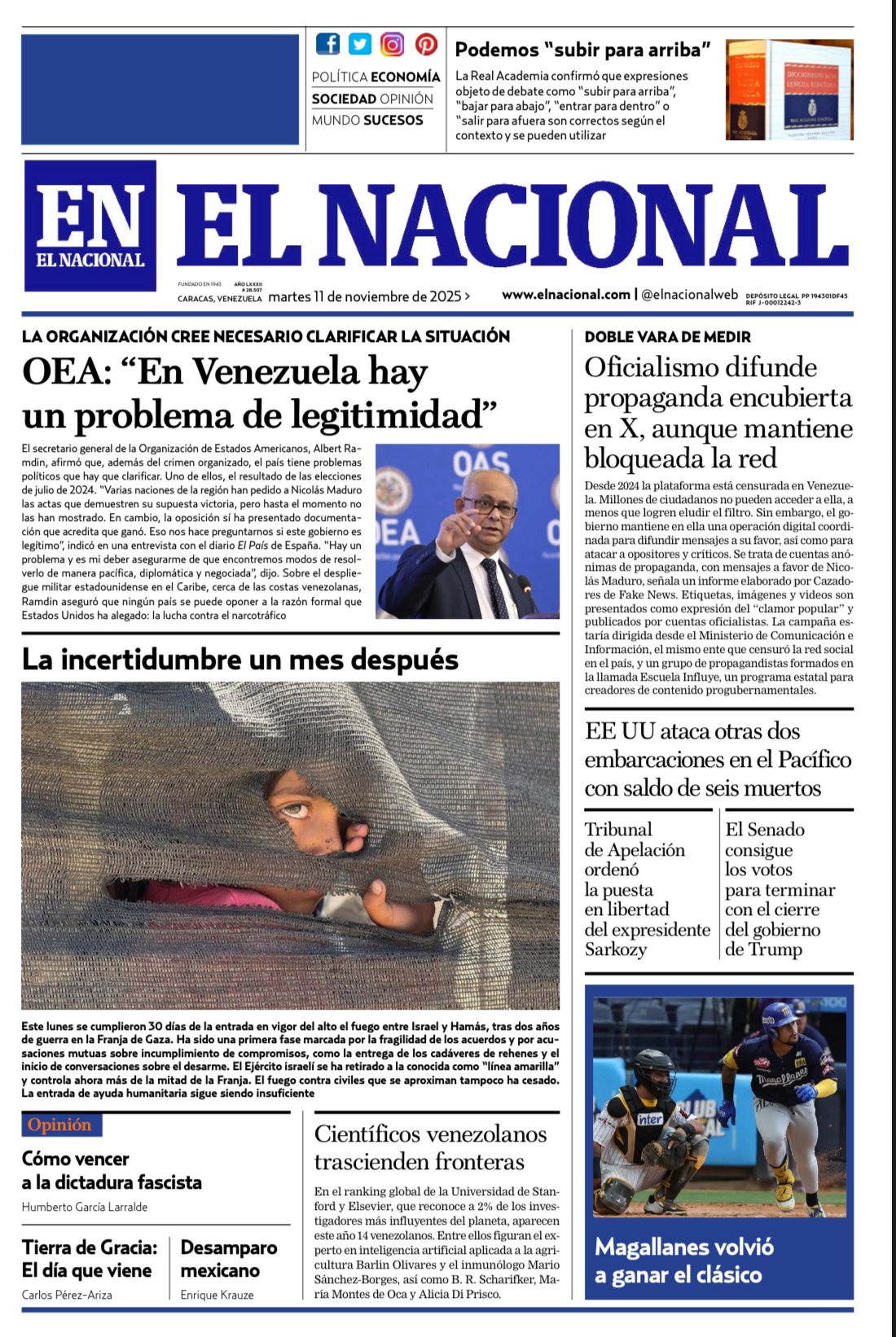 Portadas de este martes 11 de noviembre de 2025