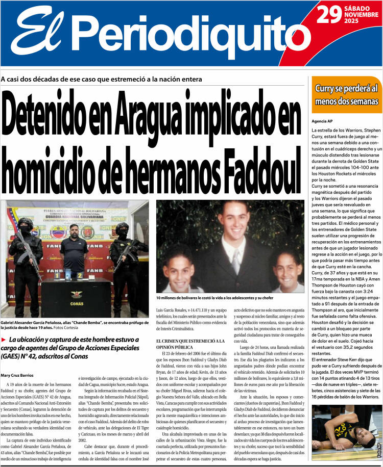 Portadas de este sábado 29 de noviembre de 2025