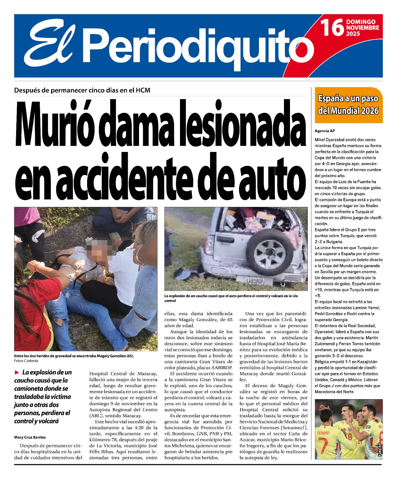 Portadas de este domingo 16 de noviembre de 2025