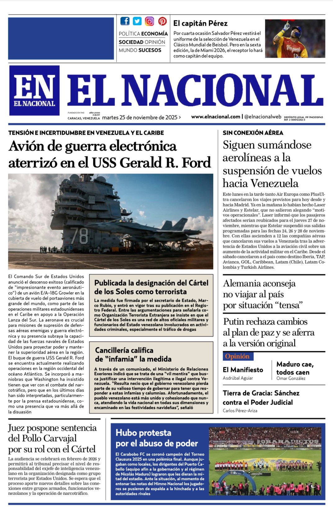 Portadas de este martes 25 de noviembre de 2025