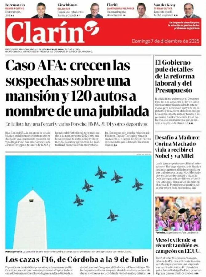 Portadas latinoamericanas de este domingo 7 de diciembre de 2025