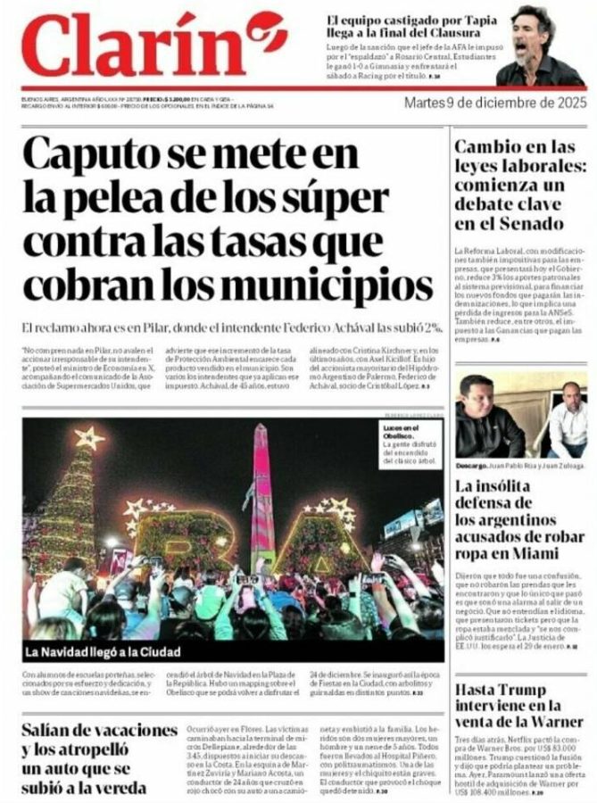 Portadas latinoamericanas de este martes 9 de diciembre de 2025