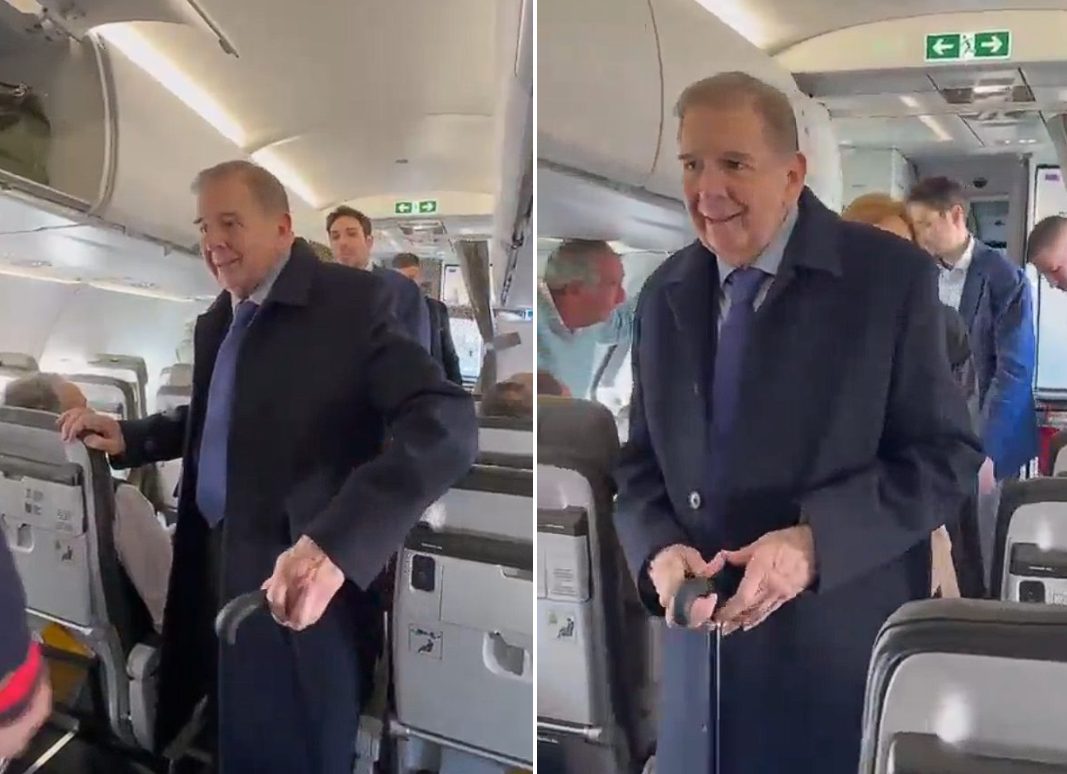 Edmundo González abordó entre aplausos el avión que lo lleva a Oslo (VIDEO)