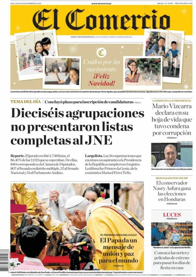 Portadas latinoamericanas de este jueves 25 de diciembre de 2025