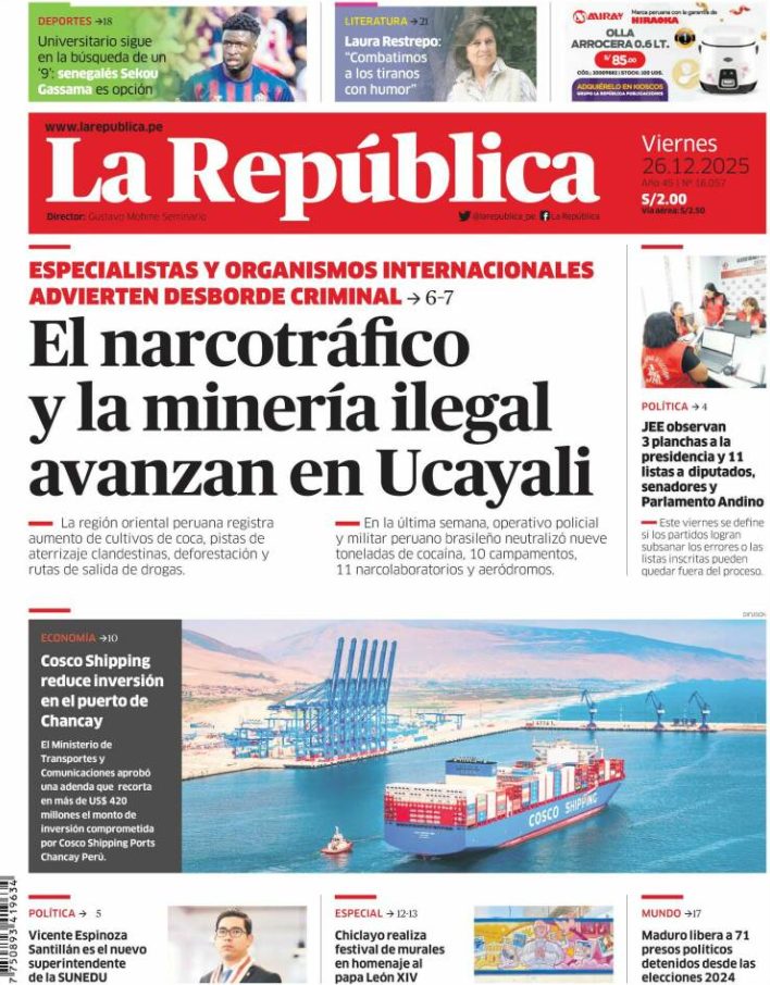 Portadas latinoamericanas de este viernes 26 de diciembre de 2025