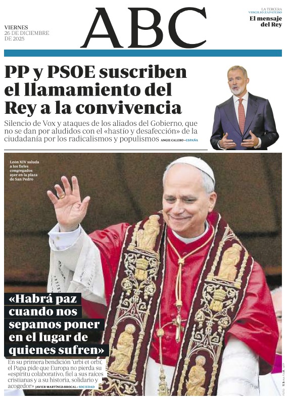 Portadas de la prensa internacional de este viernes 26 de diciembre de 2025