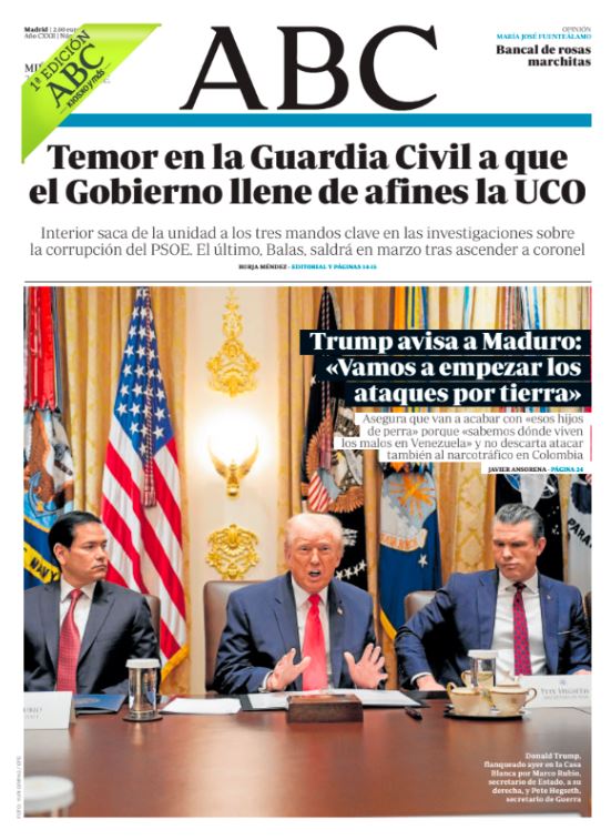 Portadas de la prensa internacional de este miércoles 3 de diciembre de 2025