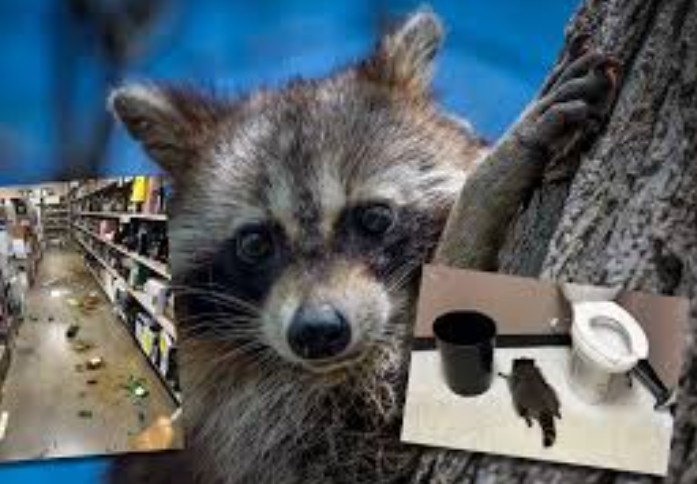 Un mapache se emborracha en una tienda de licores de EEUU y se desmaya en el baño (Fotos)