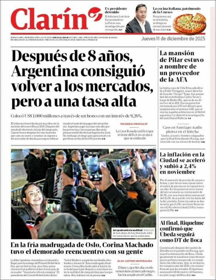 Portadas latinoamericanas de este 11 de diciembre de 2025