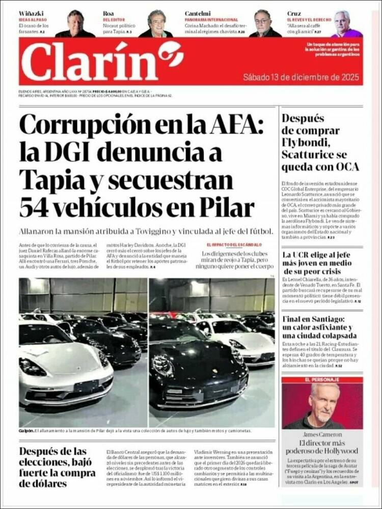 Portadas latinoamericanas de este 13 de diciembre de 2025
