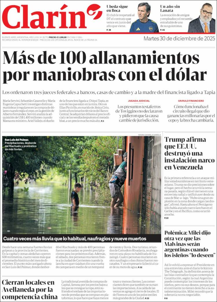 Portadas latinoamericanas de este 30 de diciembre de 2025
