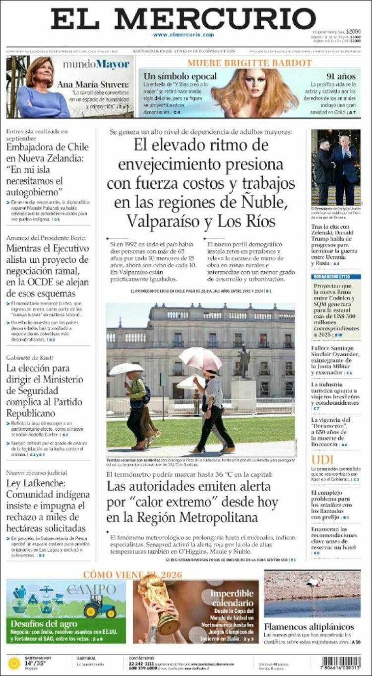 Portadas latinoamericanas de este 29 de diciembre de 2025