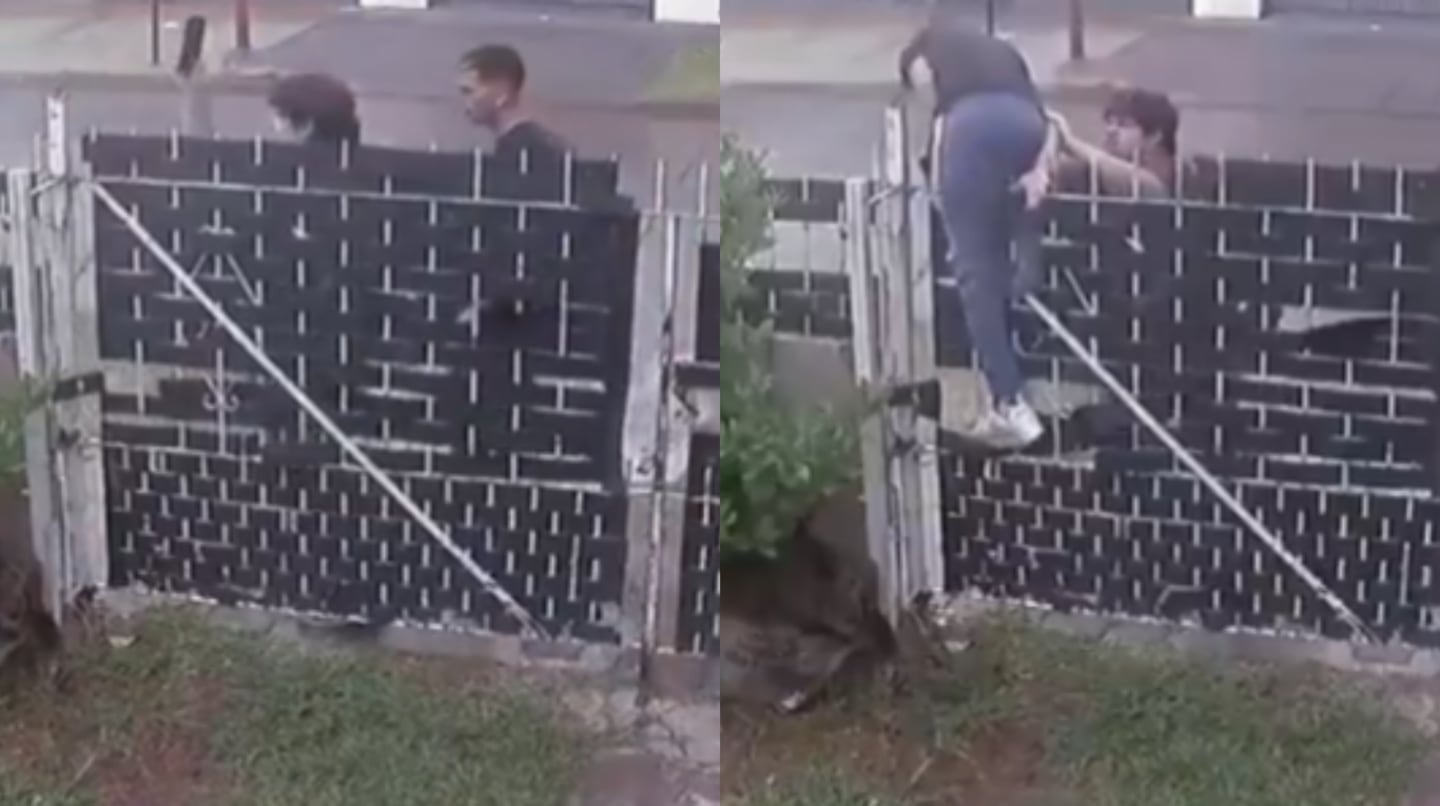 VIDEO: Lanzó su celular a la casa de un vecino para evitar un robo y se agarró a golpes con el ladrón