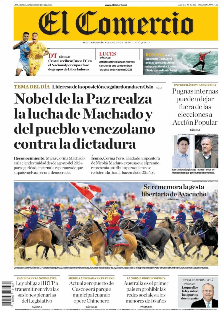 Portadas latinoamericanas de este 10 de diciembre de 2025
