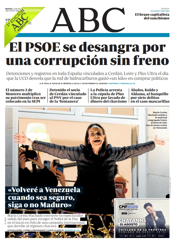 Portadas de la prensa internacional de este viernes 12 de diciembre de 2025