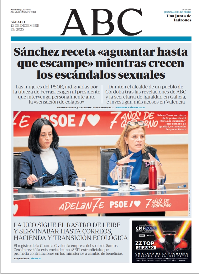 Portadas de la prensa internacional de este sábado 13 de diciembre de 2025