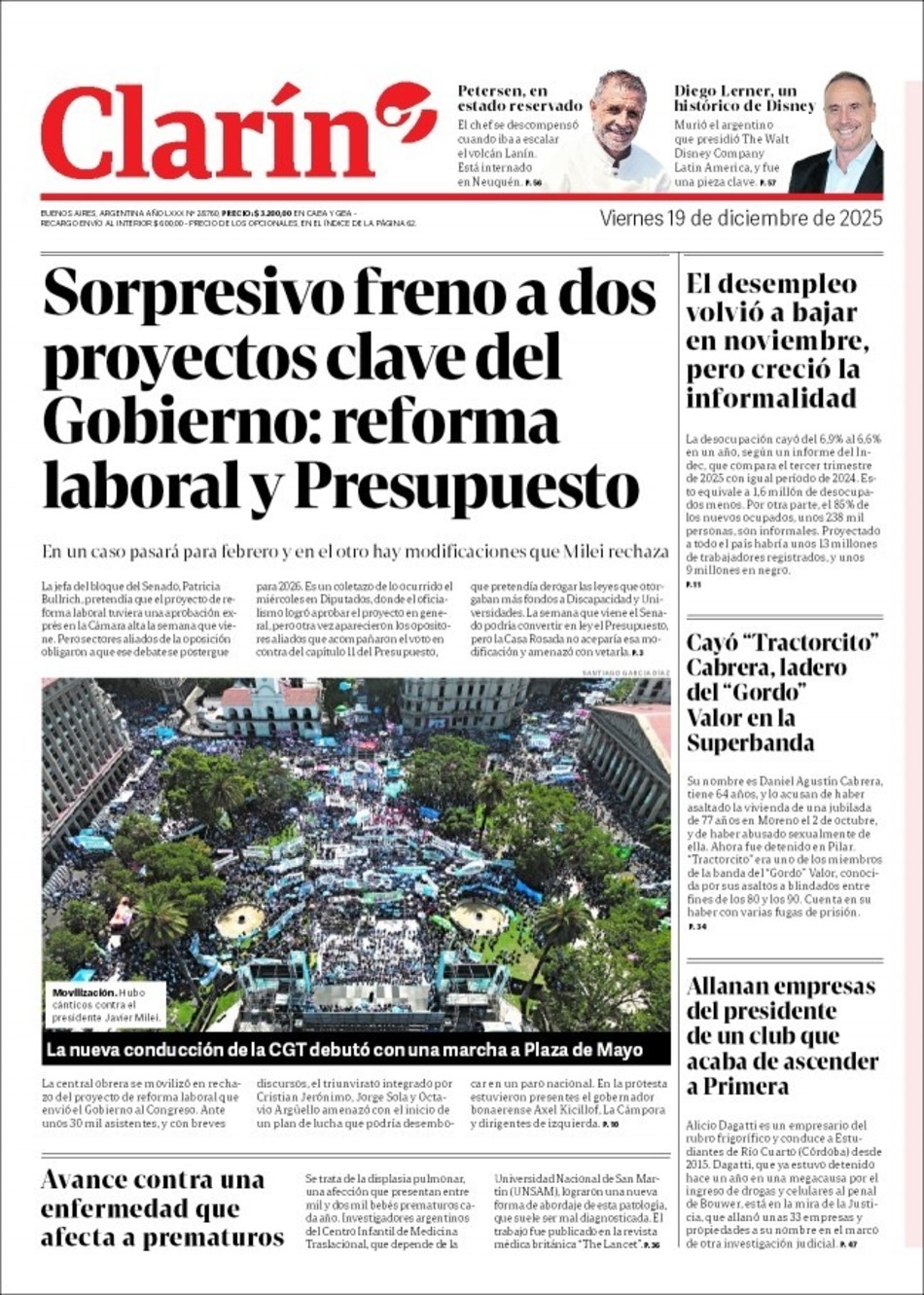 Portadas latinoamericanas de este 19 de diciembre de 2025