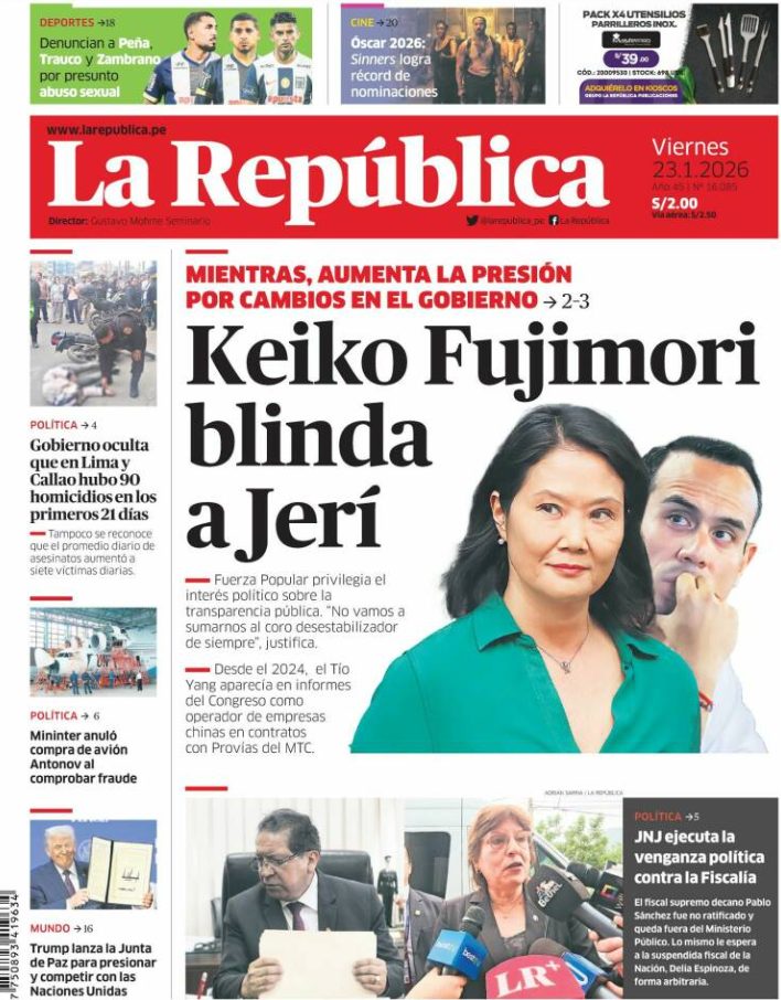 Portadas latinoamericanas de este viernes 23 de enero de 2026