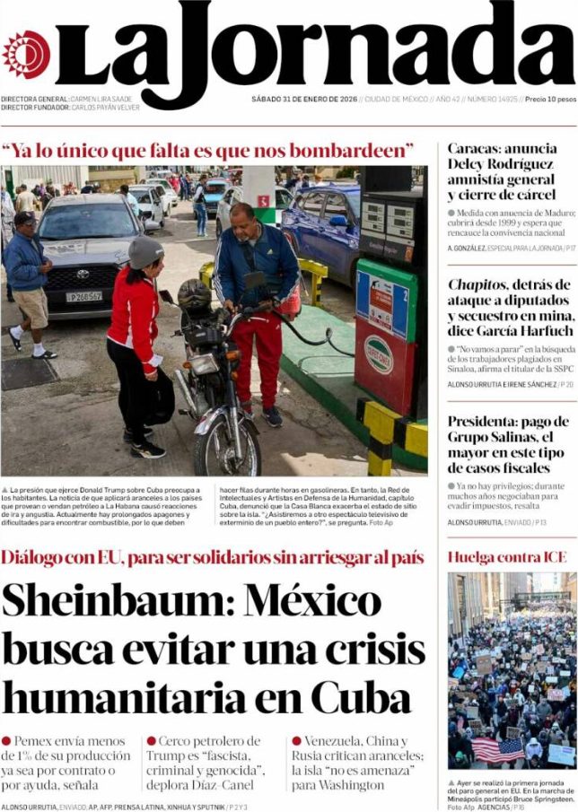 Portadas latinoamericanas de este sábado 31 de enero de 2026