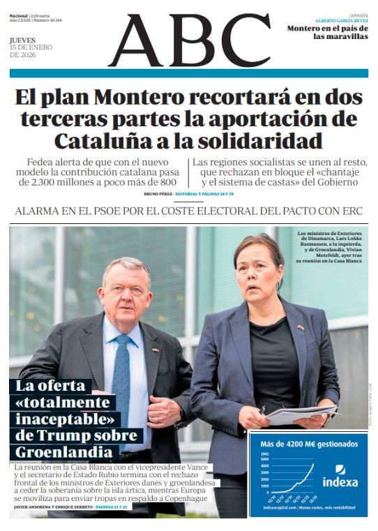 Portadas de la prensa internacional de este jueves 15 de enero de 2026