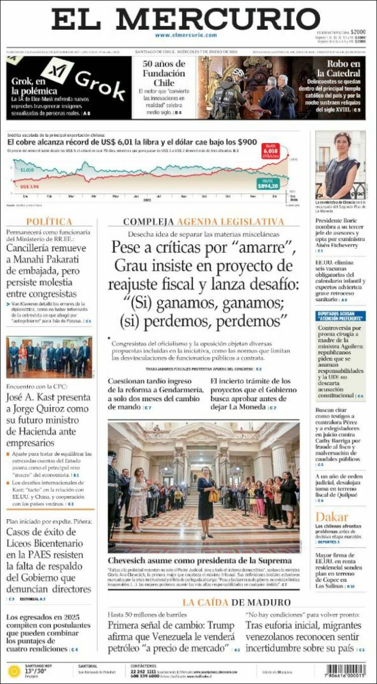 Portadas latinoamericanas de este 7 de enero de 2026