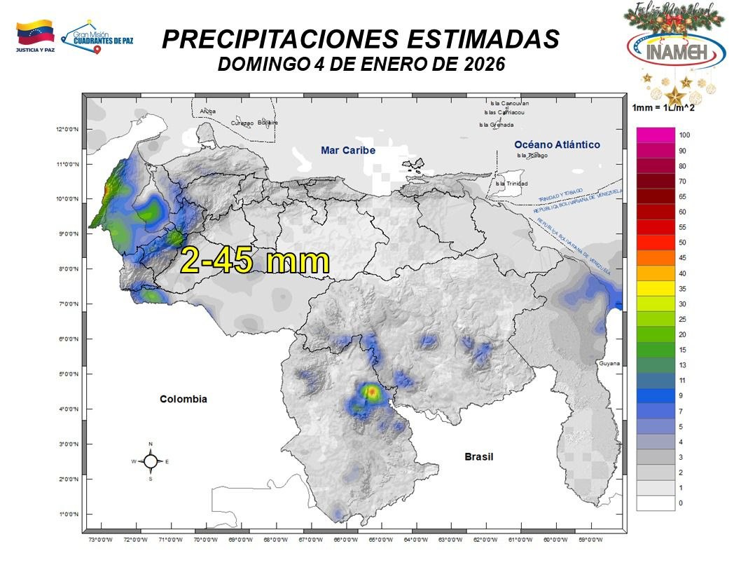 Inameh prevé nubosidad en gran parte de Venezuela este #4Ene