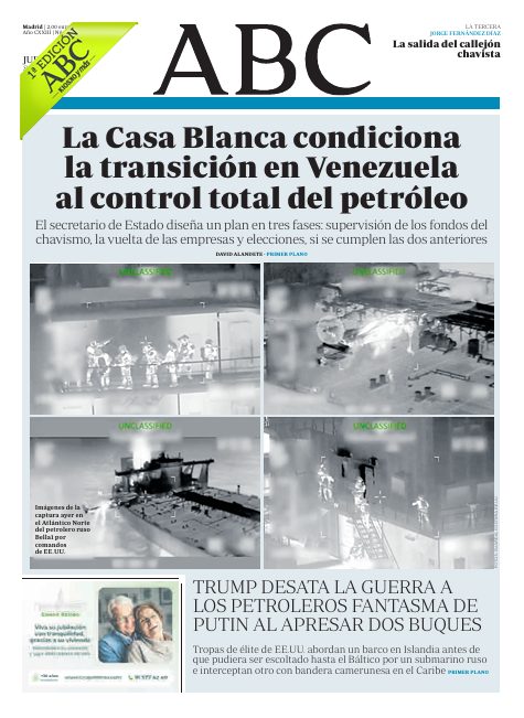 Portadas de la prensa internacional de este jueves 8 de enero de 2026