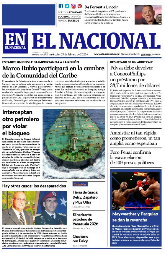Portadas de este miércoles 25 de febrero de 2026