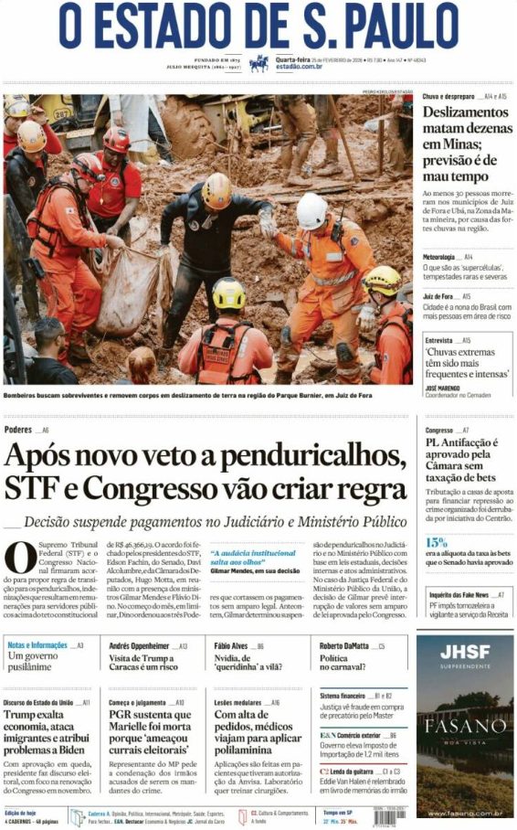Portadas latinoamericanas de este miércoles 25 de febrero de 2026