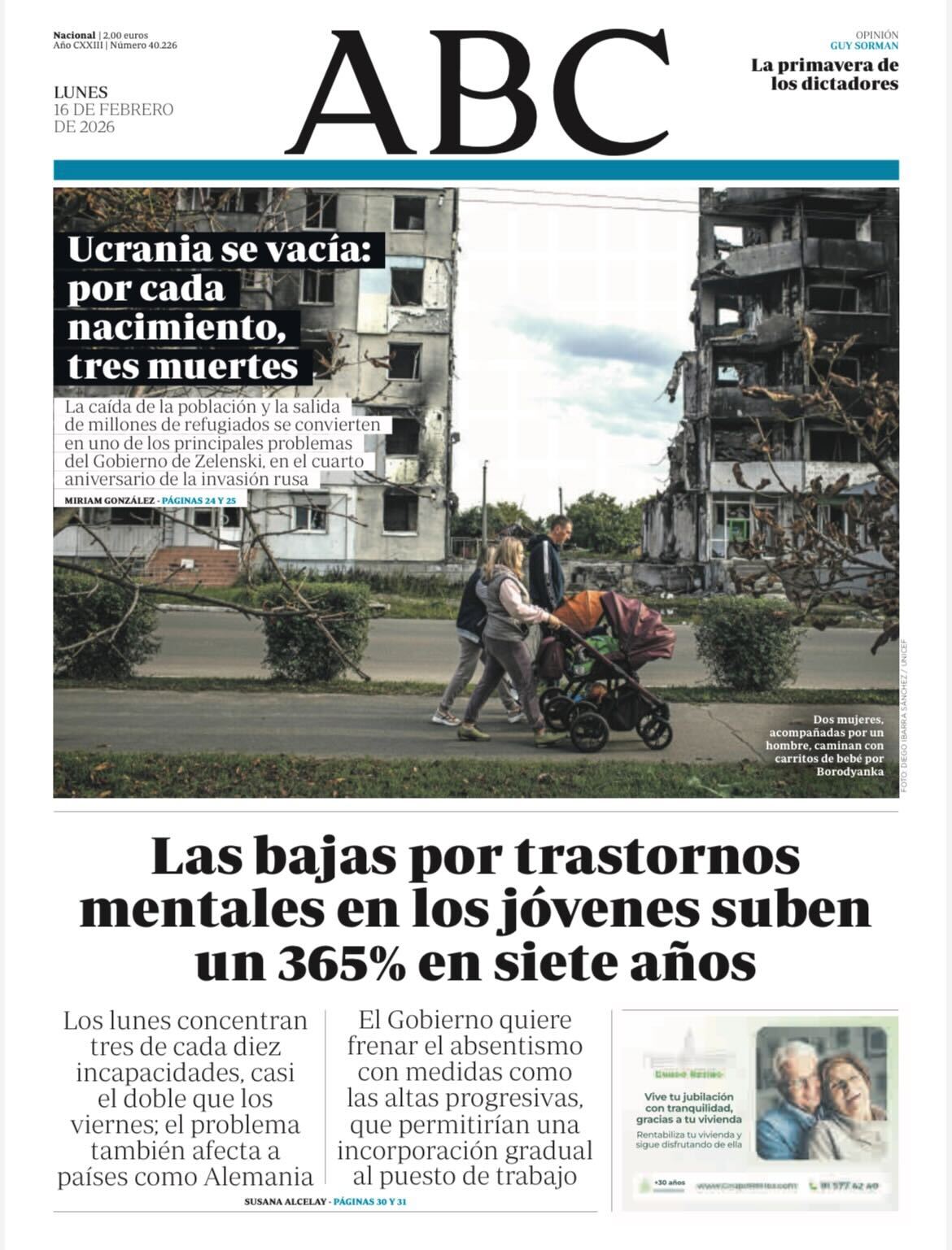 Portadas de la prensa internacional de este lunes 16 de febrero de 2026