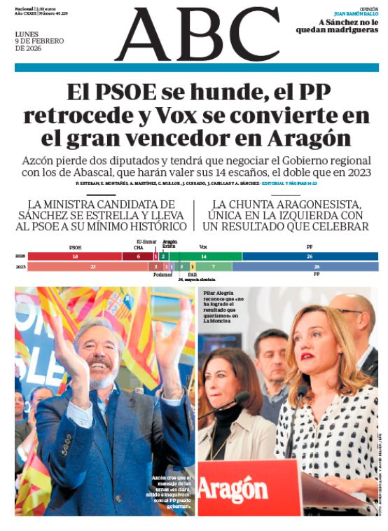 Portadas de la prensa internacional de este lunes 9 de febrero de 2026