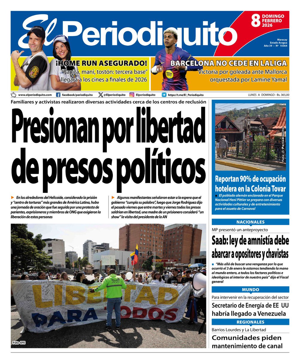 Portadas de este domingo 8 de febrero de 2026