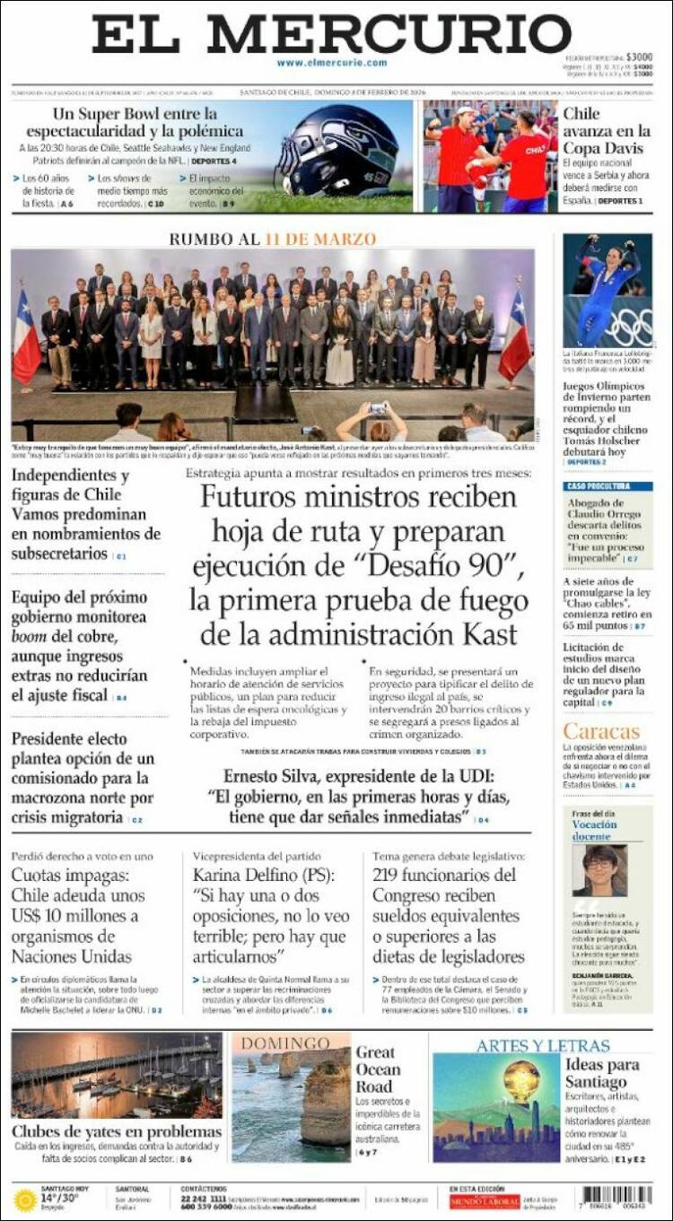 Portadas latinoamericanas de este 8 de febrero de 2026