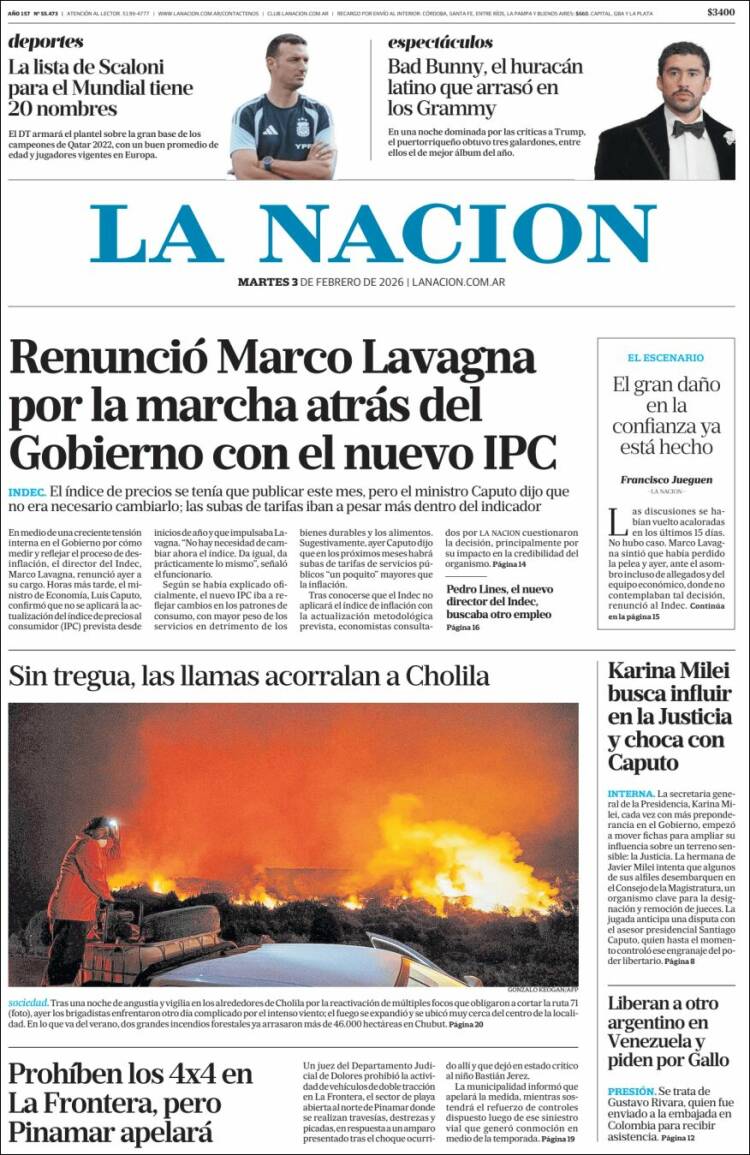 Portadas latinoamericanas de este 3 de febrero de 2026