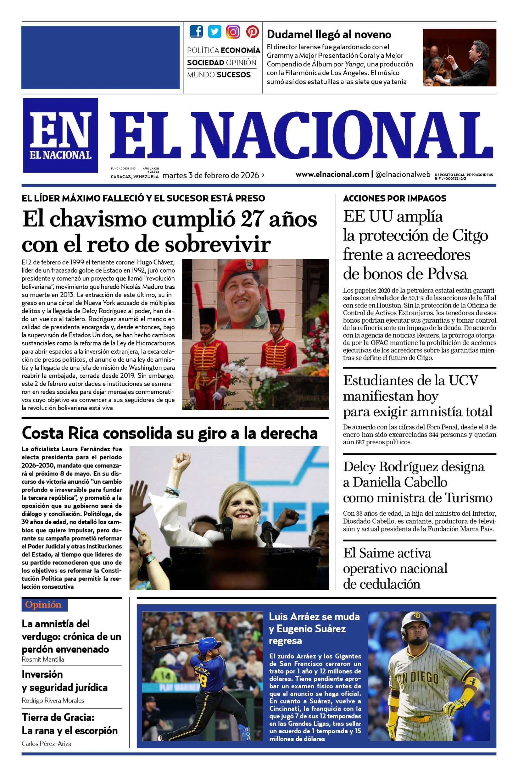 Portadas de este martes 3 de febrero de 2026