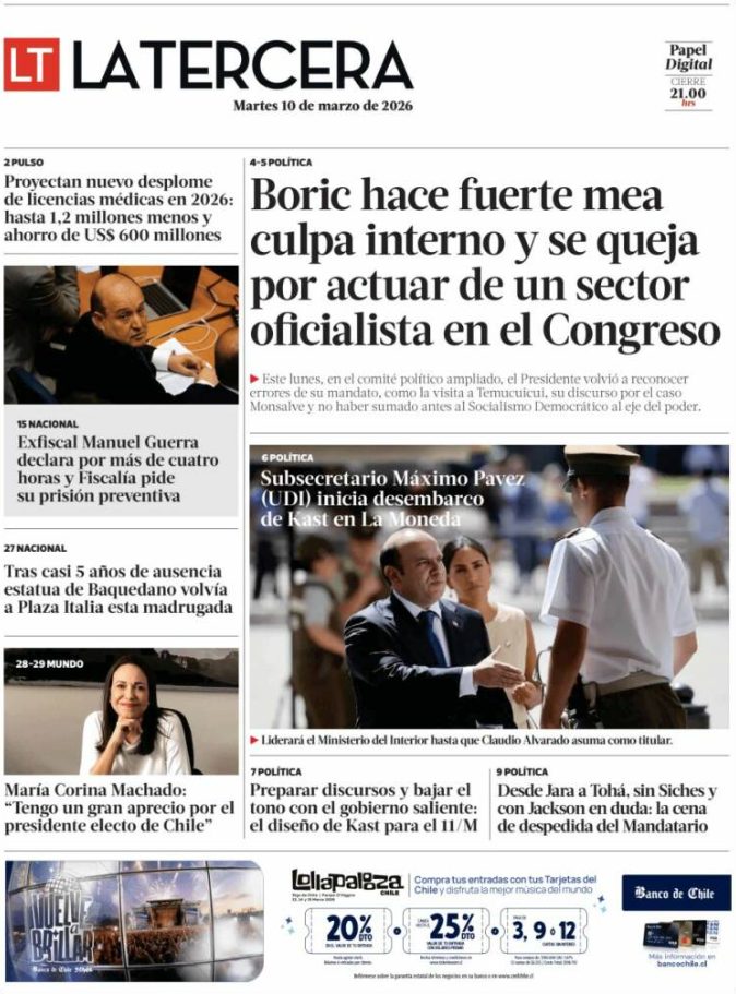Portadas latinoamericanas de este martes 10 de marzo de 2026