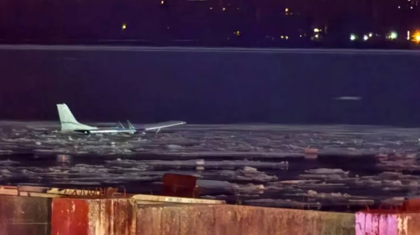 Un avión privado cayó en las aguas heladas del Hudson y desencadenó una operación de rescate contrarreloj
