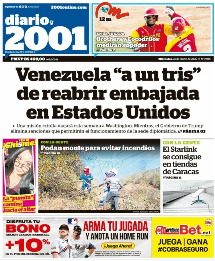 Portadas de este miércoles 25 de marzo de 2026