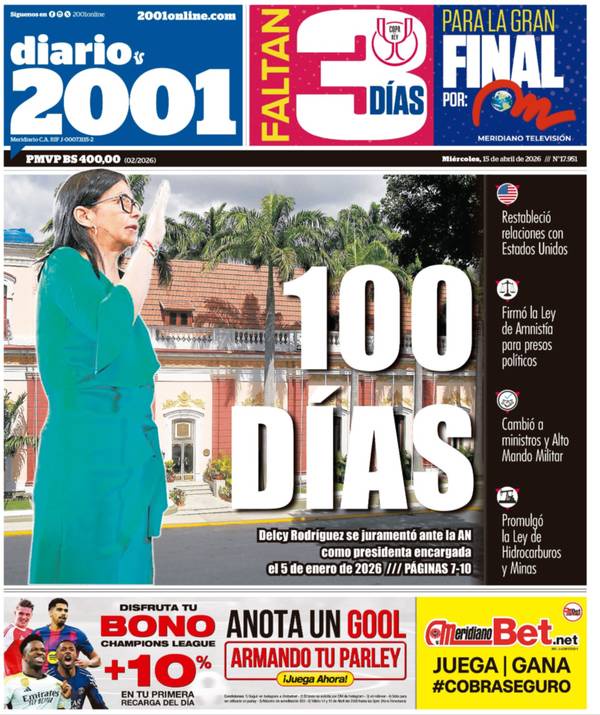 Portadas de este miércoles 15 de abril de 2026