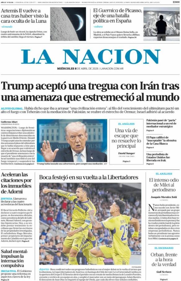 Portadas latinoamericanas de este miércoles 8 de abril de 2026