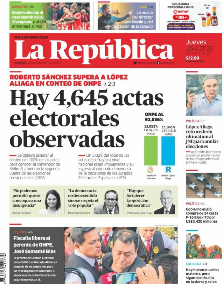 Portadas latinoamericanas de este jueves 16 de abril de 2026