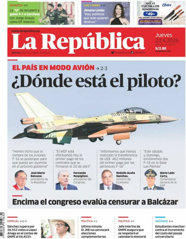 Portadas latinoamericanas de este jueves 23 de abril de 2026
