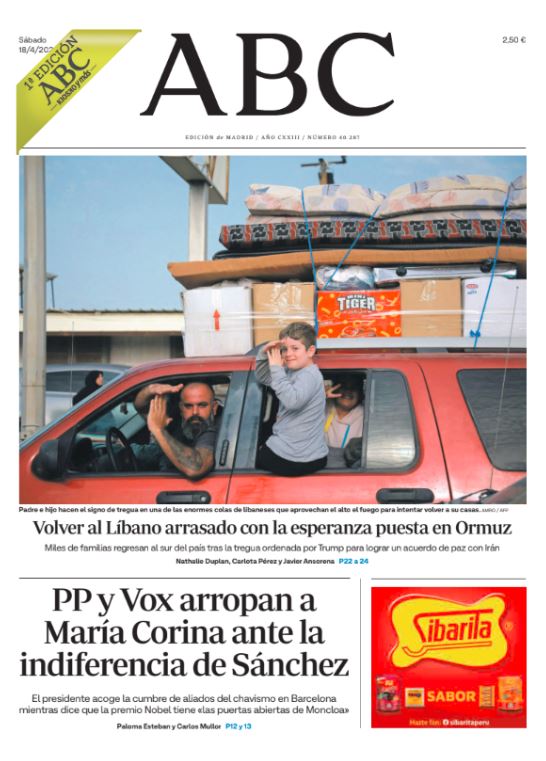 Portadas de la prensa internacional de este sábado 18 de abril de 2026