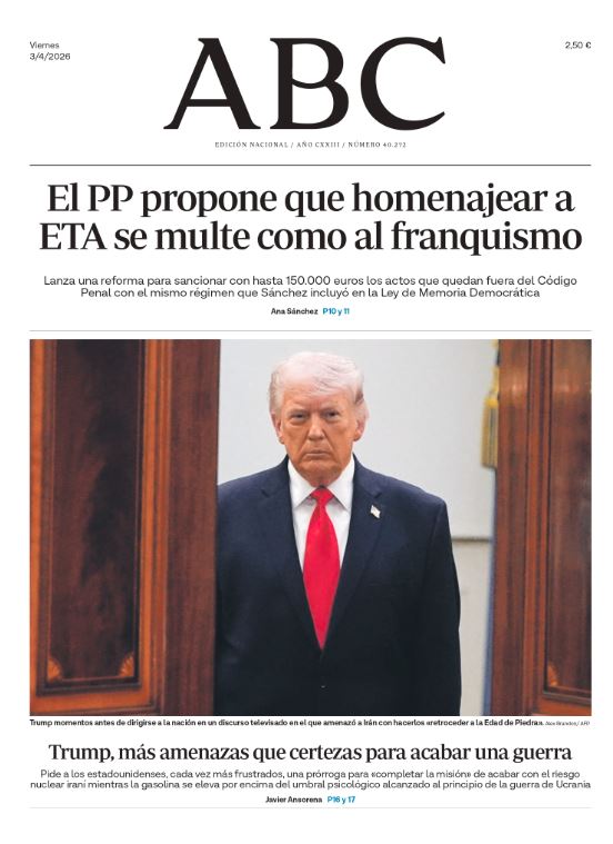 Portadas de la prensa internacional de este viernes 3 de abril de 2026