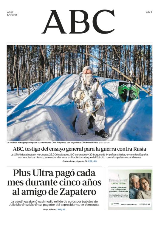 Portadas de la prensa internacional de este lunes 6 de abril de 2026