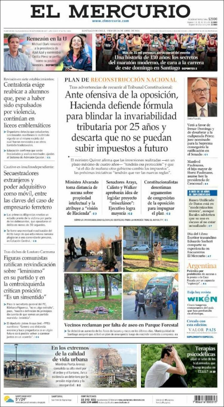 Portadas latinoamericanas de este 24 de abril de 2026